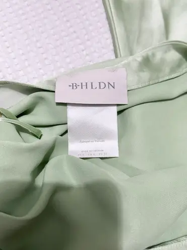 BHLDN Lucy Stretch Satin One Shoulder Mini Dress sage light green