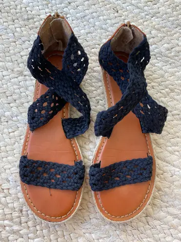 American Eagle Outfitters Black Woven Strap Criss-Cross Sandals