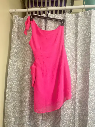 Lucy in the Sky Pink One Should Dress —  Chelsea Shoulder Tie Dress in Hot Pink