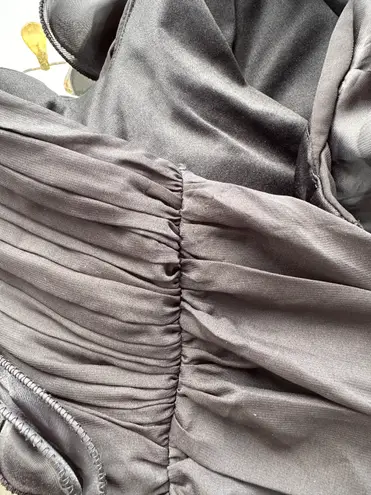 Cinderella Design One Shoulder Ruffle Evening Gown Prom Dress in Black - Size XL