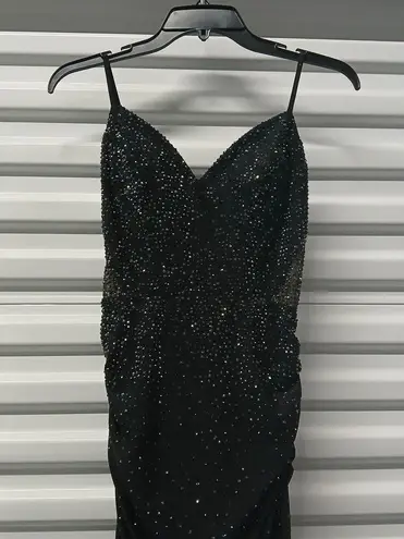 Faviana $478 NWT Women's Formal Evening Gown Size 6 Black Beaded Dress Prom