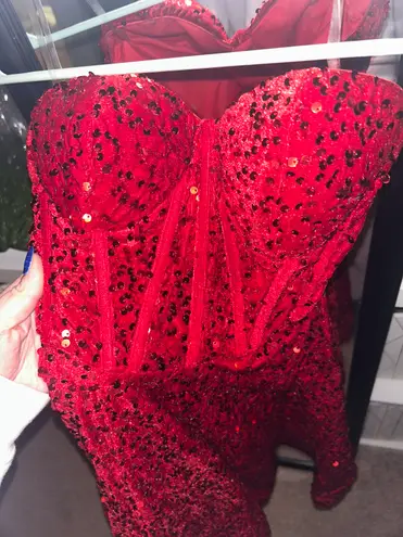 Red Sequin Corset Dress