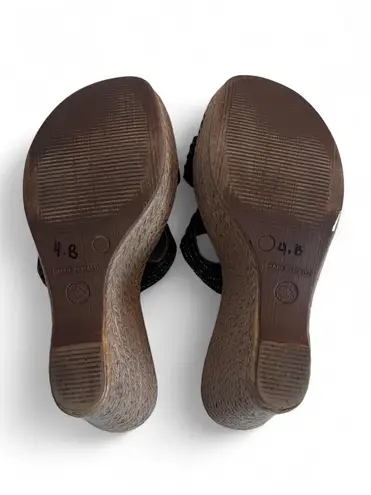 Nine West  Women's Black Wedge Sandal Open Toe Made In Italy Size 8