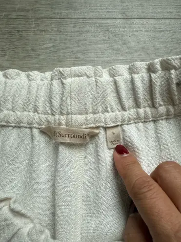 Soft Surroundings Mirage Embroidered Legs Wide Leg High Rise Pull On Pants Sz L