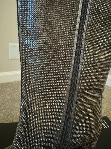 INC I.N.C Paiton Block-Heel Silver Grey Knee High Boots 7M