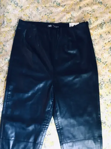 ZARA Black High Wasted faux leather Pants