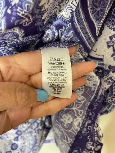 Tahari My Perfect Shape Blouse Paisley Cap Sleeve Cowl Neck Short Sleeves Women’s 2X NWT