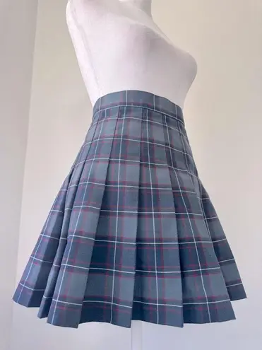 American Apparel  Navy Blue Plaid Pleated Mini Skirt