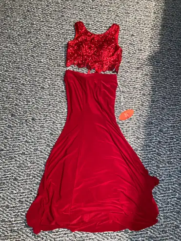 Two Piece Prom Dress Red Size M