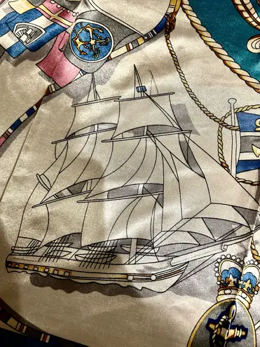 Vintage RETRO Nautical Theme ships ,Boat Wheel&Anchor large silky Scarf 35/35 Multiple