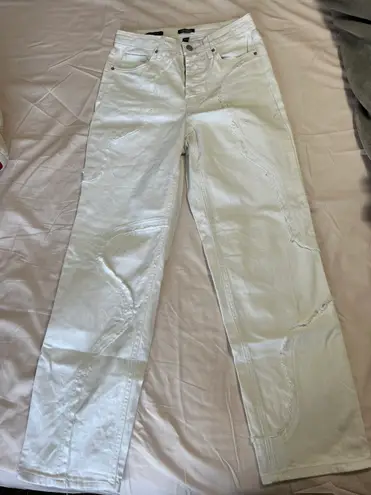 Wild Fable High Rise White Pants With Unique Patchwork Design