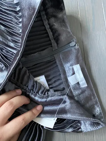 New York And Company Pleated Maxi Skirt In Carlson Grey Metalic NWT Skirt