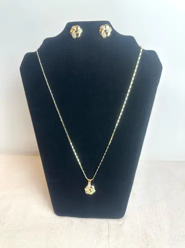 18K Gold Filled CZ Love Knot Necklace Set