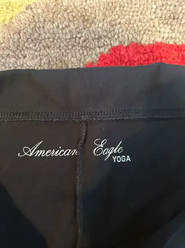 American Eagle America Eagle Y2K Style Black Fold Over Waistband Bootcut Yoga Pants Cotton S