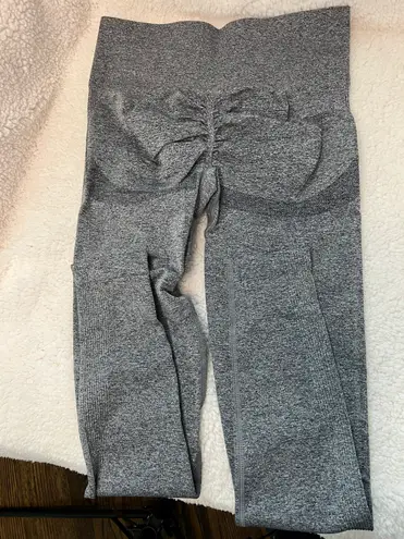 Workout Yoga Athletic Leggings Heather Gray Banded Waist Size XL