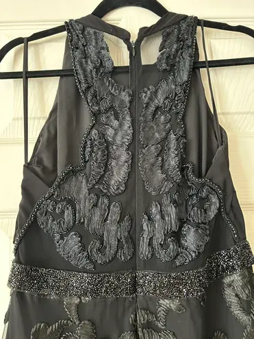 Badgley Mischka Louisa Black Embellished Formal Long Maxi Beaded Lace Gown Mother of Bride Groom Dress