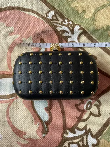 JustFab Vintage Y2K Skull Crystal Eyes Rectangle-box Stud Grommets Chain Whimsygoth Punk Rave Coquette Purse Clutch Doll shoulder club night out festival Kill gold festival emo rhinestone embellished