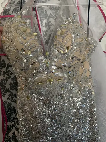 Black Label Silver Sequin Prom Dress