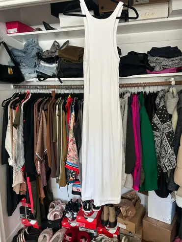 LNA skinny racerback tan top white bodycon midi dress M