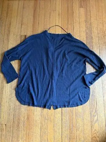 If You Be My Star I'll Be Your Sky Women's Large Navy Waffle Knit Blouse EUC Blue
