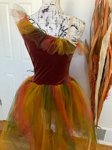 Curtain Call Costume Tutu Bodysuit Fall Autumn π Colorful Velvet Asymmetric