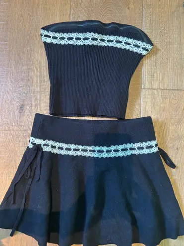 Edikted KHLOE LACEY RIBBON KNIT Mini Skirt And Tube Top