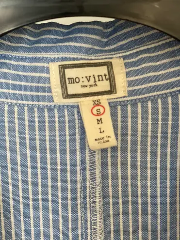 Mo:Vint cotton blue and white striped dress S