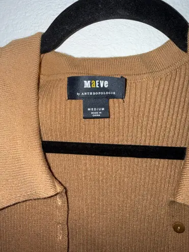 Maeve Anthropologie Ribbed Collared Cardigan Camel