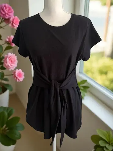 PEA IN THE POD Black Short Sleeve Maternity Tieable Top Size Medium