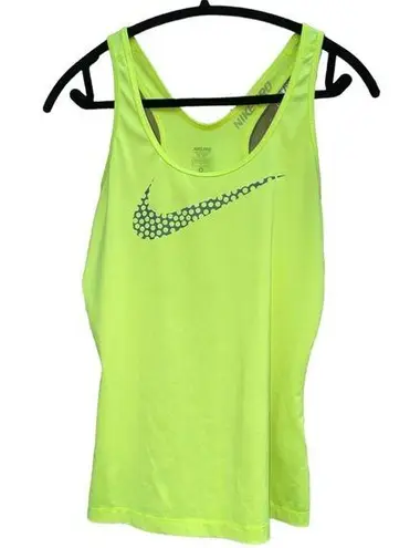 Nike  PRO Dri Fit Racerback Tank Neon Yellow Green Size Medium EUC