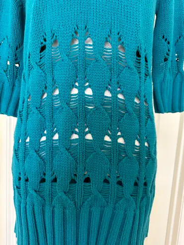 Etcetera Woman’s Blue Knit Cotton Sweater/Cardigan, Sz M