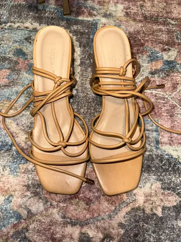 Bamboo Brown Strappy Block Heels