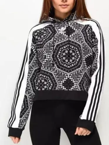 Adidas  ORIGINALS Kaleidoscope Black White Cropped Sweatshirt‎ Sz S