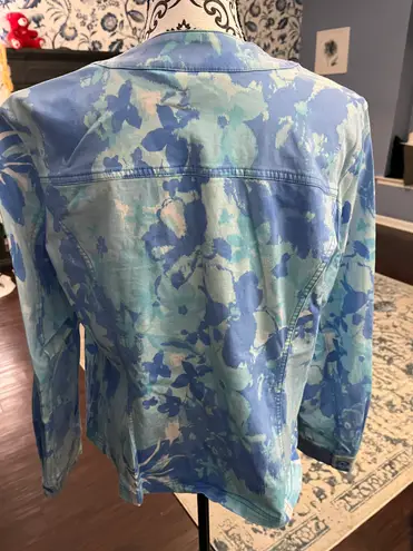 Denim & Co Size Medium Blue Floral Spring Jacket