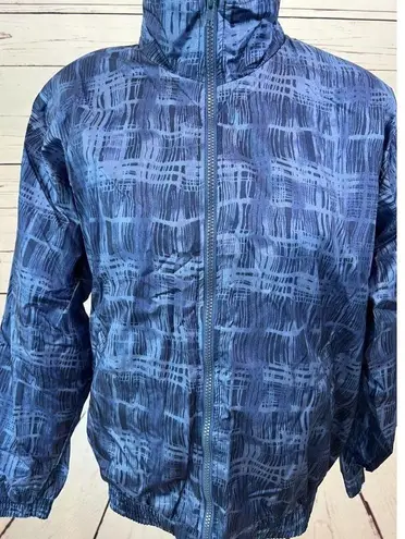 Lavon  Y2K Full Zip Jacket Nylon Medium Vintage 90s Geometric Blue Windbreaker