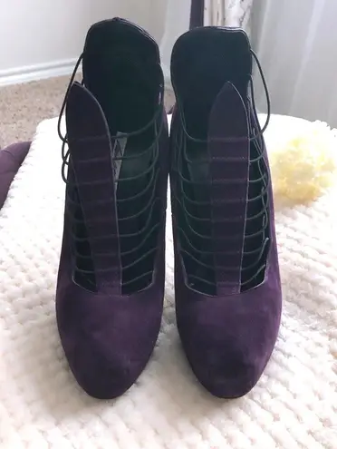 Brian Atwood BIAN ATWOOD PURPLE SUEDE BOOTIES (MADE IN ITALY) SIZE 10