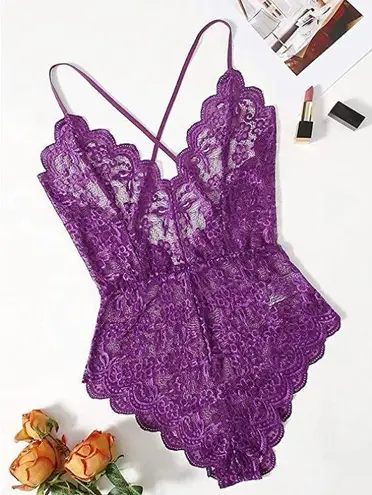 Boutique Purple Lace Bodysuit Lingerie 