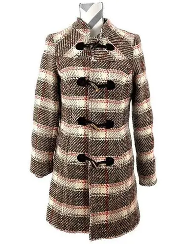 Liquid Brown and Orange Plaid Wool Blend Coat