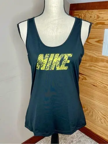 Nike  Pro Dri-Fit Racerback Activewear Tank Top Black Lime Green Snakeskin Large