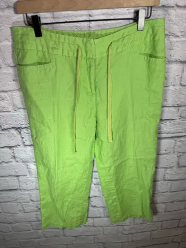 Madison Studio 100% Linen Size 8 lime green pants