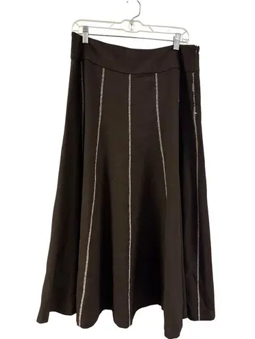 Sunny Leigh Maxi Skirt Size 12 Brown Flare Stretch