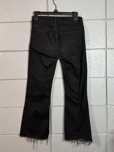 ALLSAINTS Women's Heidi Kick Flare Cropped Faded Black Raw Hem Jean in size 27