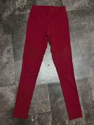 Maroon Pull on Moto Pants Size XS