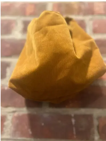 Merit Womens Yellow Corduroy Open Tie Strap Tote Bag 90s style Tan