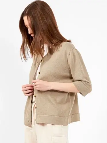 Lauren Manoogian Pima cotton baby alpaca cardigan in jute NWT Tan Size L