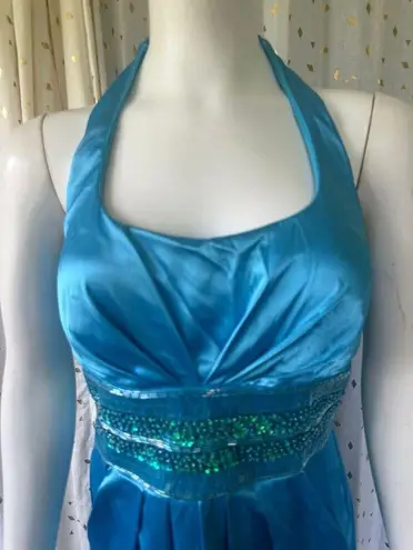 Josh & Jazz NWT Turquoise Beaded Satin Halter Mini Cocktail Dress Pockets 9/10 Size undefined