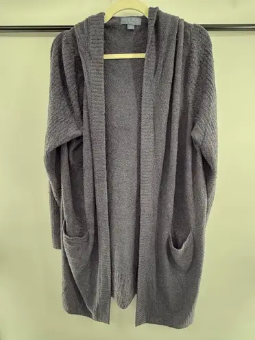 Barefoot Dreams CozyChic Lite Hooded Open Front Cardigan Gray 1X