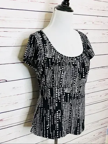 Briggs New York Stretch Cap Sleeve Ruffled Blouse Top Size Medium