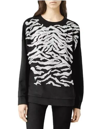ALLSAINTS Zira Black Zebra Pullover Sweatshirt