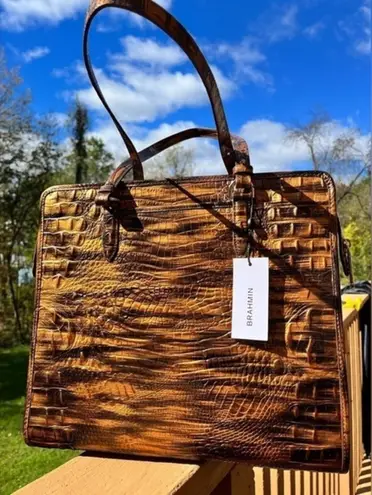 Brahmin Tia Tigers Eye Tote Bag NWT